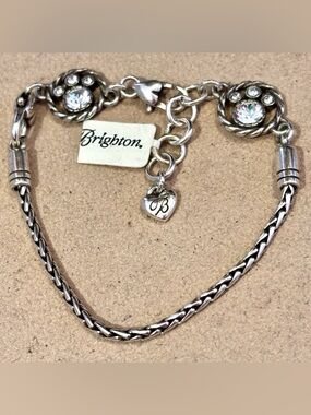 🆕 Brighton Halo Slide bracelet Holds charms, beads Silver Round crystals Retired